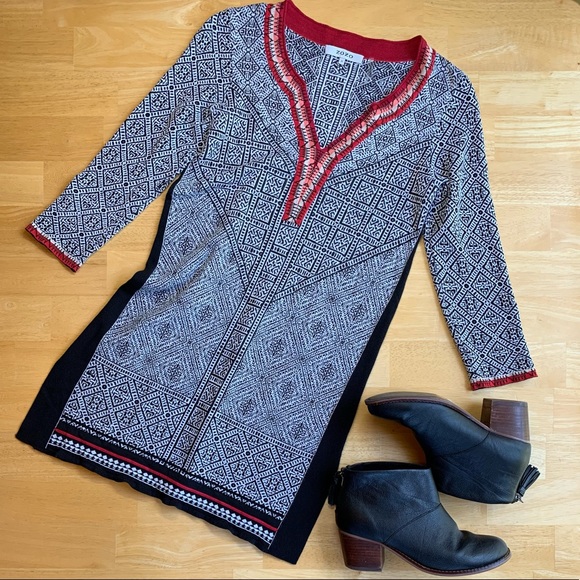 Zozo Black/Cream/Red Tribal Sweater Mini D… - Picture 1 of 6